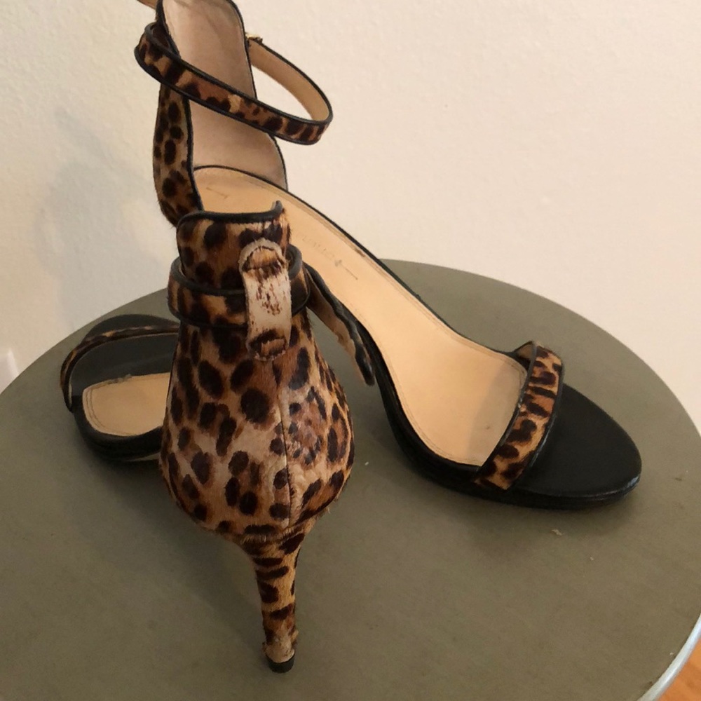 FINAL DAYS-STORE CLOSING Banana Republic Pony Hair Leopard Ankle Strap Heels